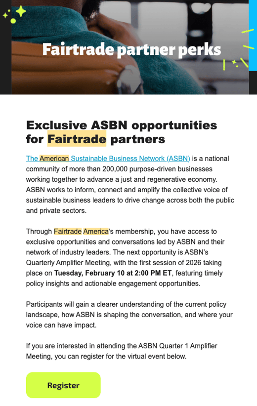 Fairtrade partner news blast